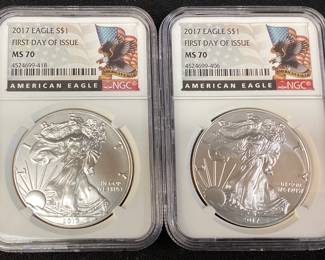 (2) 2017 SILVER AMERICAN EAGLES