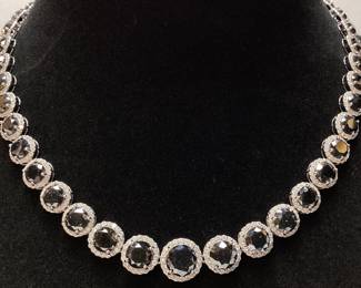 14KT WHITE GOLD FANCY BLACK & COLORLESS DIAMOND NECKLACE, 65.79cts FANCY BLACK DIAMONDS, 7.99cts COLORLESS DIAMONDS, 38.5g TOTAL WEIGHT, GGA APPRAISAL $57,840.00,