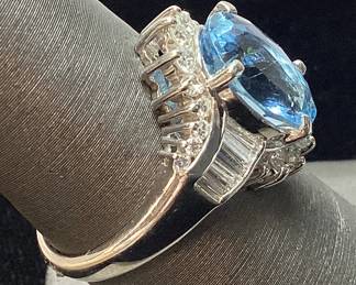 PLATINUM AQUAMARINE & DIAMOND RING, SIZE 7, 3.77cts AQUAMARINE, 0.75cts DIAMONDS, 8.3g TOTAL WEIGHT

AIGL APPRAISAL $13,747.00,