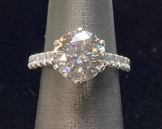 18KT WHITE GOLD 2.54ct M S1 CENTER DIAMOND TACORI ACCENTED SOLITAIRE ENGAGEMENT RING, .59ct SMALL ROUNDS F-G VS1-VS2, 4.7 GRAMS, ALL NATURAL DIAMONDS, SIZE 4