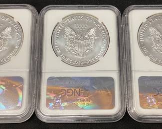 (3) 2017 SILVER AMERICAN EAGLES, 