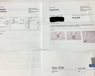 14KT WHITE GOLD SOLITAIRE DIAMOND PENDANT & WHEAT CHAIN, 2.2cts DIAMOND, 7.7g TOTAL WEIGHT

JEWELRY AUTHORITY APPRAISAL $13,000.00,