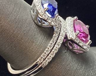 PLATINUM SAPPHIRE & DIAMOND RING, SIZE 7, 3.75cts SAPPHIRE 0.74cts DIAMONDS, 7.9g TOTAL WEIGHT GGA APPRAISAL $22,780.00,