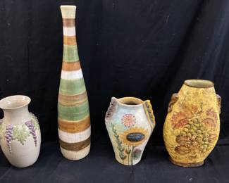 4 MODERN POTTERY FLOWER VASES