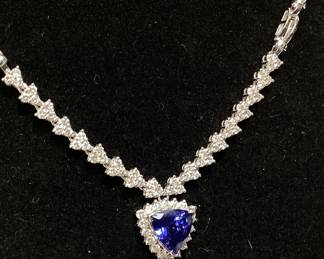 14KT WHITE GOLD w 2.7ct TANZANITE & 1.5ct DIAMONDS, 21.5 GRAMS, COMES WITH APPRAISAL