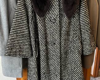 1950's Lilli Ann Wool Black & White Striped Coat