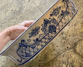 Blue & White Hand Painted Pottery Warmer - Made in Switzerland