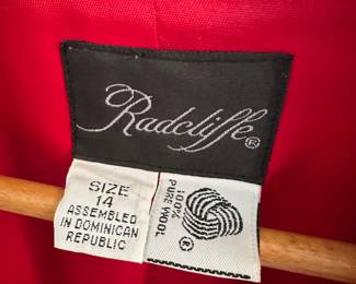 Radcliffe 100% Wool Red Blazer - Size 14