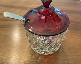 Ruby Red Lidded Jam Jar