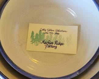 Set or 3 Machias Ridge Pottery - Blue and White Nesting Mixing Bowls