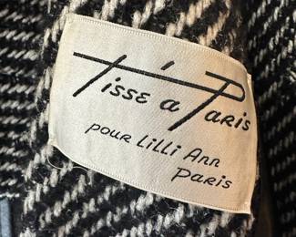 1950's Lilli Ann Wool Black & White Striped Coat