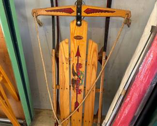 Flexible Flyer Oak & Red Iron Snow Sled
