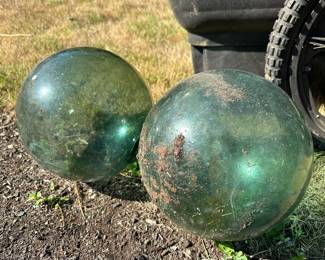 2 Large Blue Glass Floats