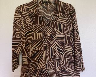 East 5th Brown & Tan Geometric Button Up Blouse