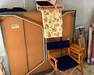 Blue Canvas Director's Chair, Fischer Ski Tin Sign