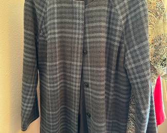 Liz Claiborne Blue/Gray Plaid Wool Blend Peacoat - Size XL