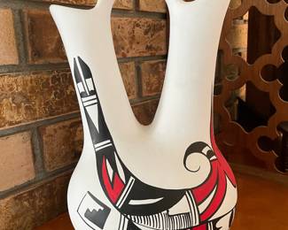 Mexican Pottery Wedding Vase - Signed R. Galvan 