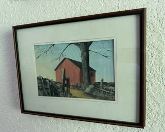 Framed & Matted Print of Red Barn