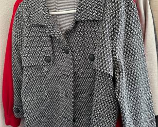 Charter Club Black/White Herringbone Jacket - Size Large