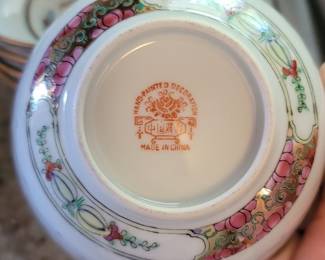 Set of 5 Hand Painted Chinese Porcelain Rice Bowls