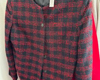 First Issues by Liz Claiborne Black/Red Checkered Blazer - Size 14