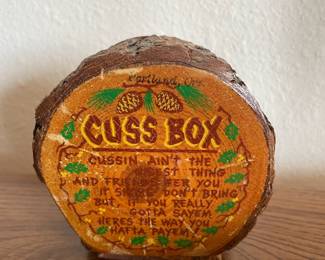 Wood "Cuss Box" Souvenir Bank