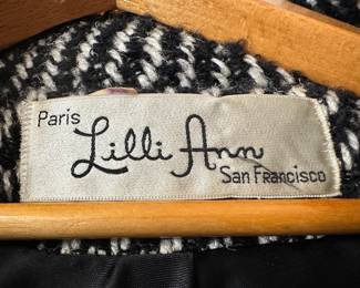 1950's Lilli Ann Wool Black & White Striped Coat