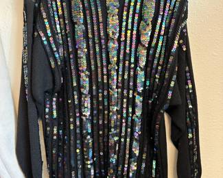 Black Sequin Cable Knit Sweater 