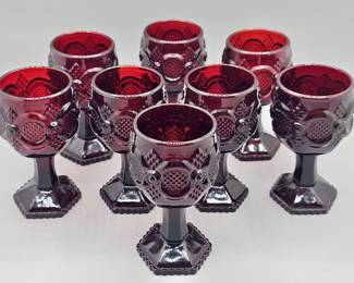 Avon Cape Cod Set of 8 Glass Goblets 4.5" Tall