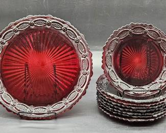 9- Vintage Avon Ruby Red Cape Cod Dishes