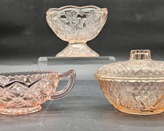 3- Pink Depression Glass