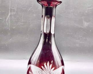 Red Cut To Clear Decanter. 5 X 13"