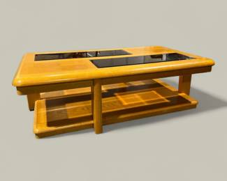 00Contemporary Modern Coffee Table W Smoked Glass