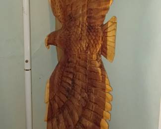 Awesome  carved wooden eagle sculpture
