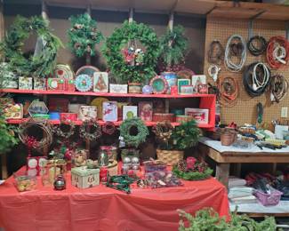Christmas Decor and Cookie Tins, Gardening Items, Golfing Items, Extension Cords