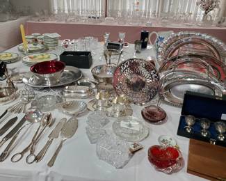 Silverplate, Art Glass Ashtrays