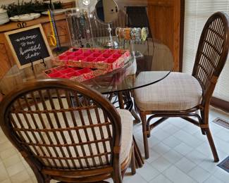 Glass Top Table and 4 Chairs (Comes with 2 Glass Tops to Seat 2 or 4)