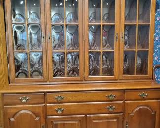 Ethan Allen Cherry Hutch with Crown Glass (70" wide - 20" deep - 77" high)