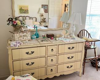 French Provincial dresser and mirror
