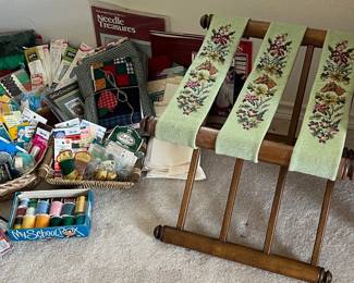 vintage needlepoint luggage rack