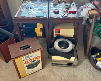 Kodak Carousel slide projectors, carousels of slides from European travels