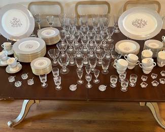 Wedgwood "Grey Friar" china, crystal stemware