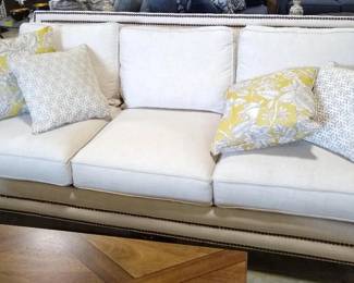 Linen Sofa with nail heads