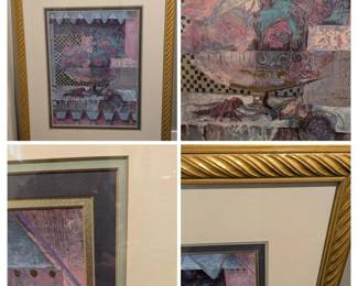Modern Wall Art; Beautifully Matted; Heavy Gold Frame