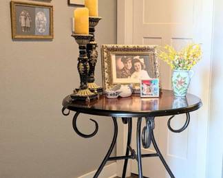 Pier 1 Entry Table Wrought Iron w Wood Top