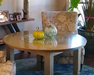 gold table with glass insert