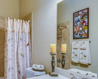 Gilded Bird Shower curtain, Curtain Hooks, Tumbler, and Towels