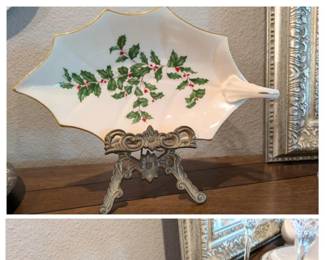 Lenox Christmas Candy Dish                                                          24 K gold edging