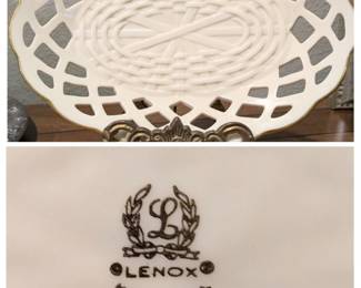 Lenox Wicker Candy Dish                                                                 24 K Gold Edging