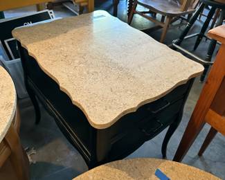 Marble top but base was painted. Can be painted again